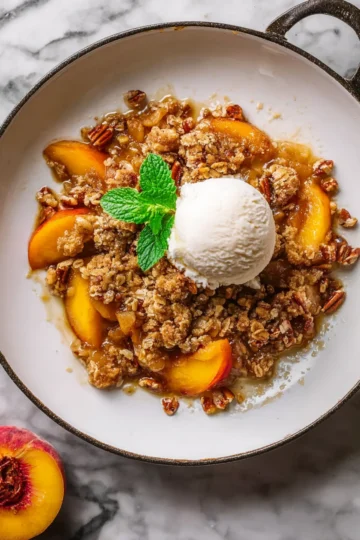 Bourbon Pecan Peach Crisp