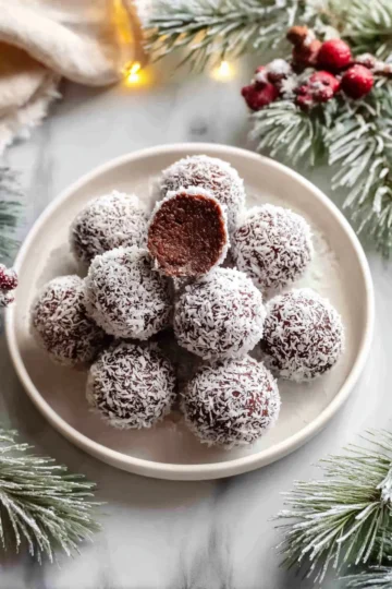 Christmas Rum Chocolate Truffles with Coconut