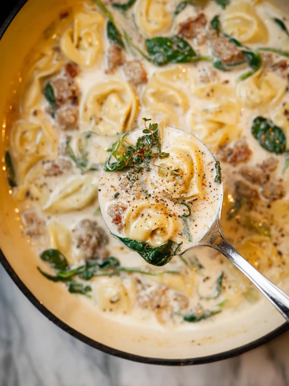 Creamy Sausage Tortellini Soup