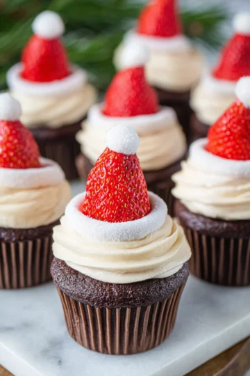 Santa Hat Cupcakes