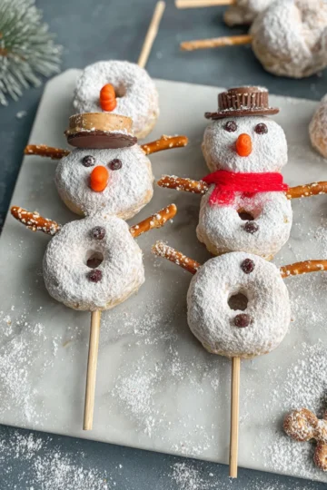 Snowman Donut Skewers