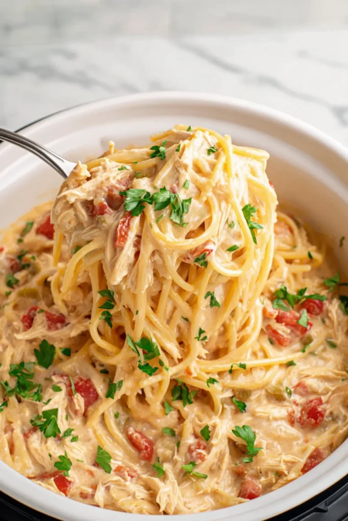 Crockpot Chicken Spaghetti