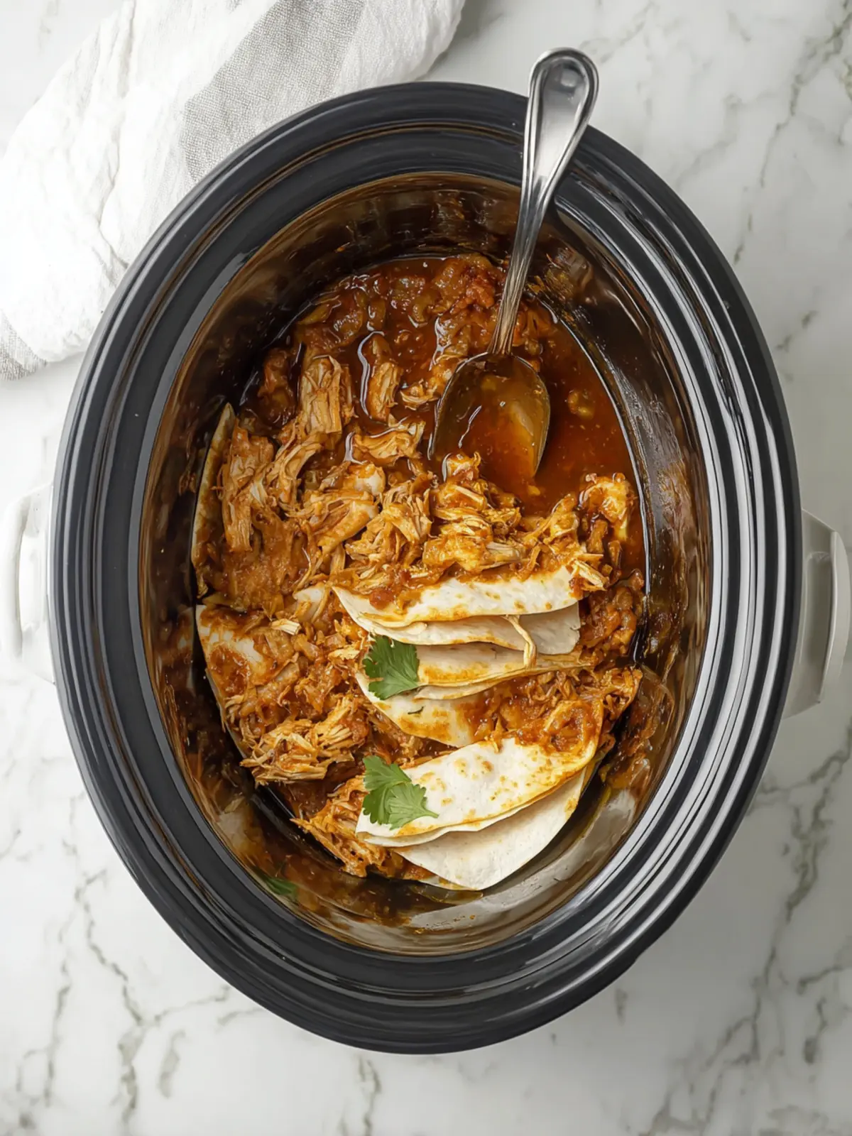 Crockpot Queso Chicken Quesadillas