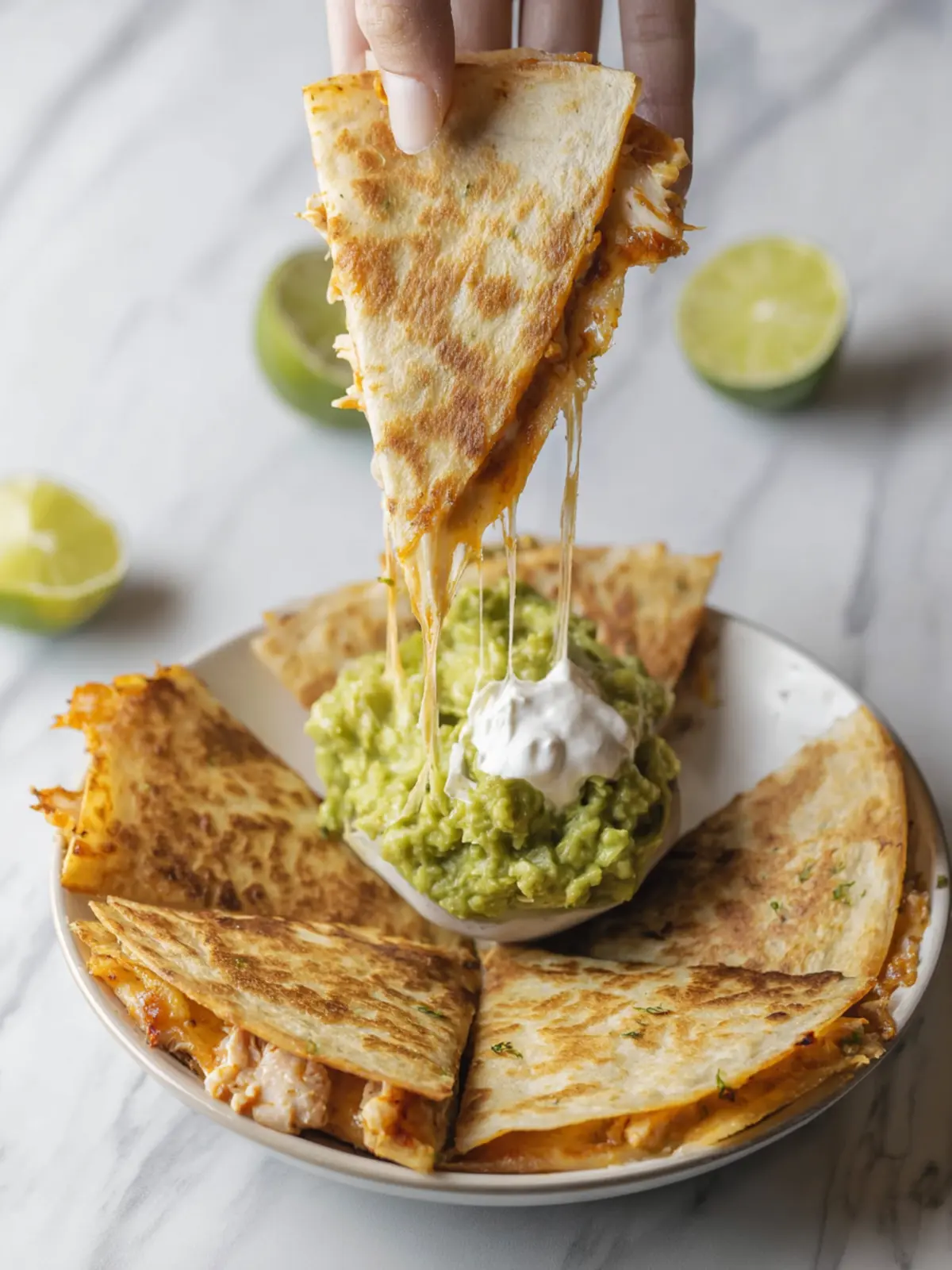 Crockpot Queso Chicken Quesadillas