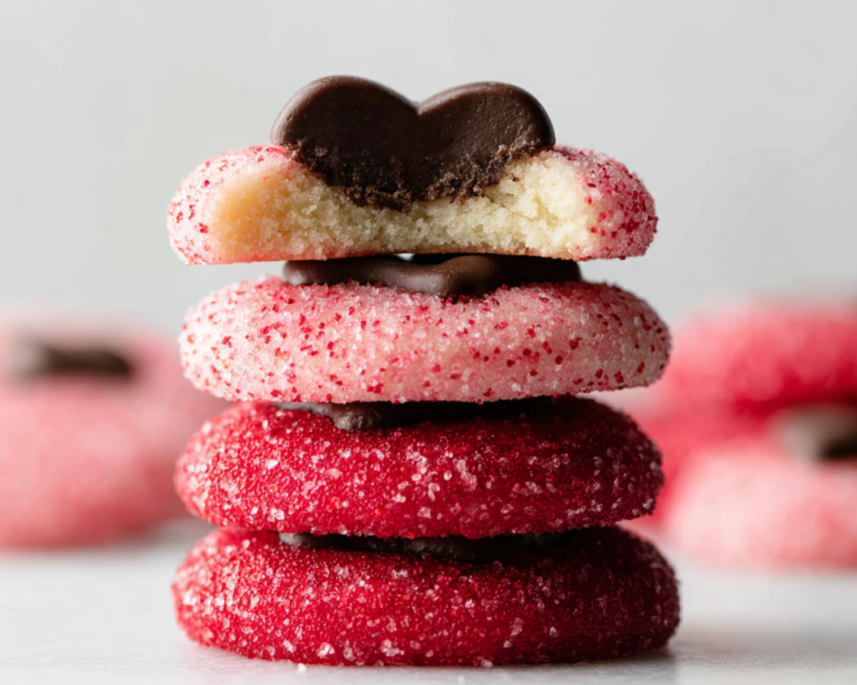 Biscuits coeur chocolat empiles