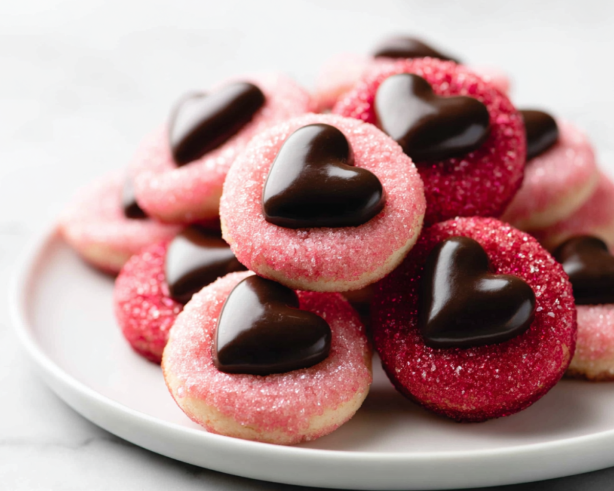 Biscuits coeur chocolat en assiette