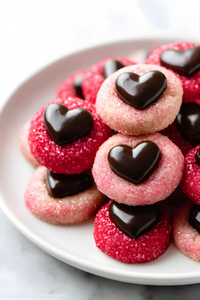 Biscuits coeur chocolat roses et rouges