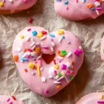 Donuts coeur roses avec vermicelles
