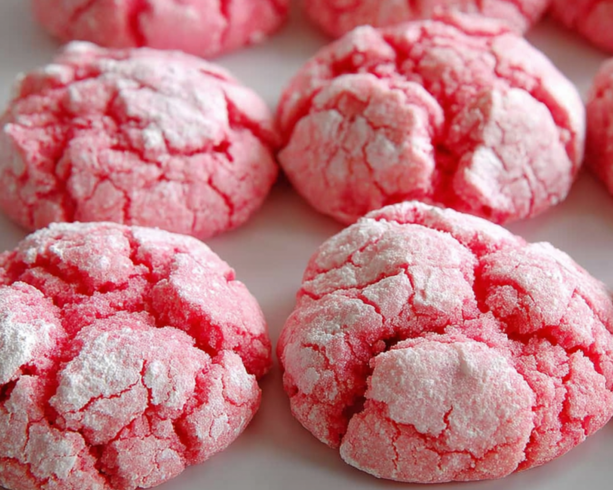 Gros plan cookies roses craquelés