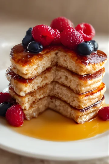 Banana cottage cheese pancakes with berries