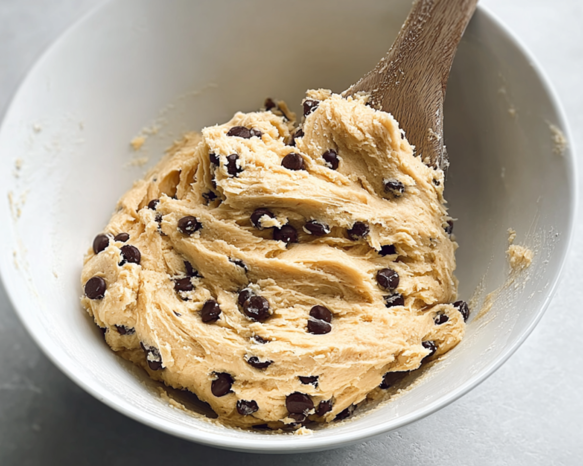 Chocolate chip cookie dough in bowl (2)