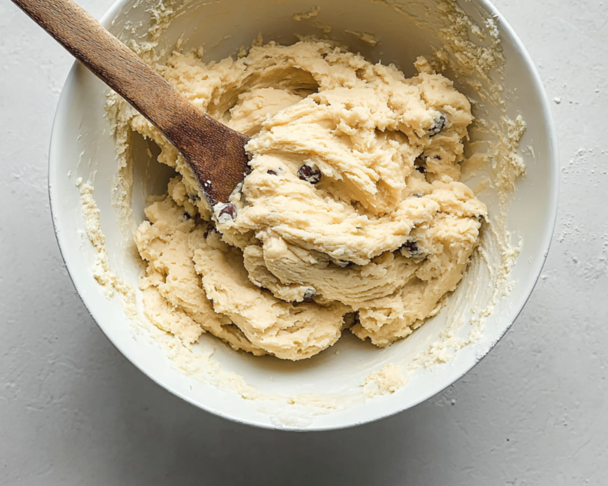 Chocolate chip cookie dough mixed