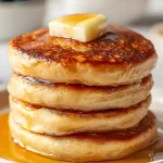 Cottage cheese pancakes with butter and syrup
