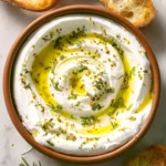 Creamy cottage cheese dip with olive oil