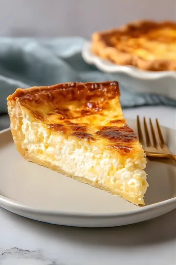 Creamy cottage cheese quiche slice