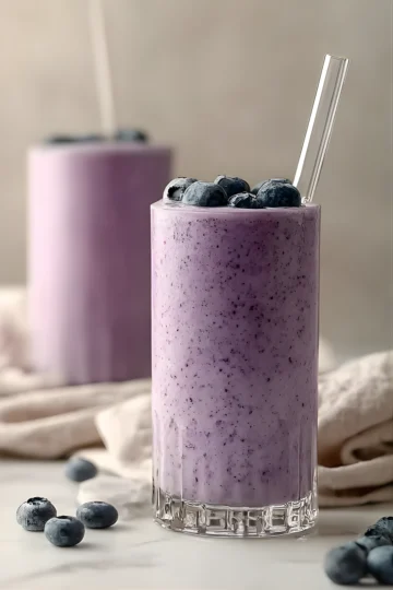 High protein blueberry cottage cheese smoothie