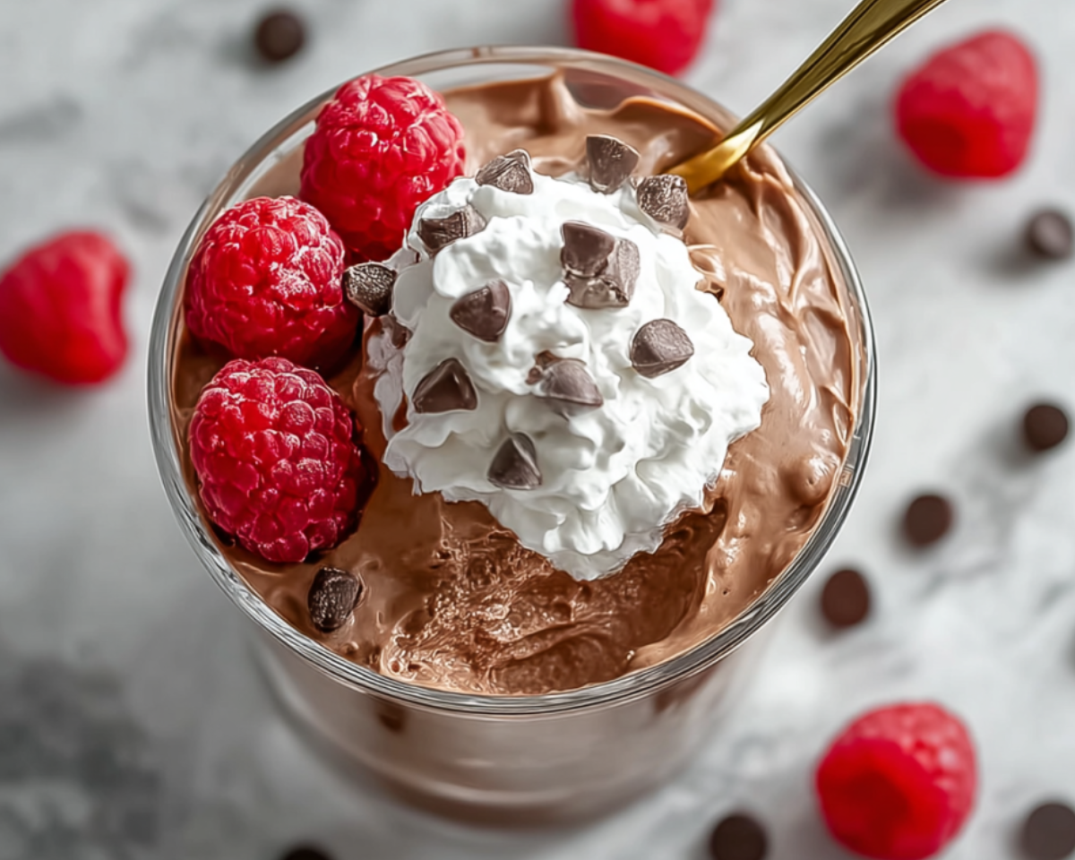 High protein chocolate mousse dessert
