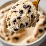 Protein cookie dough on spoon