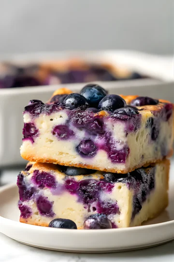 Stacked blueberry cottage cheese bake squares