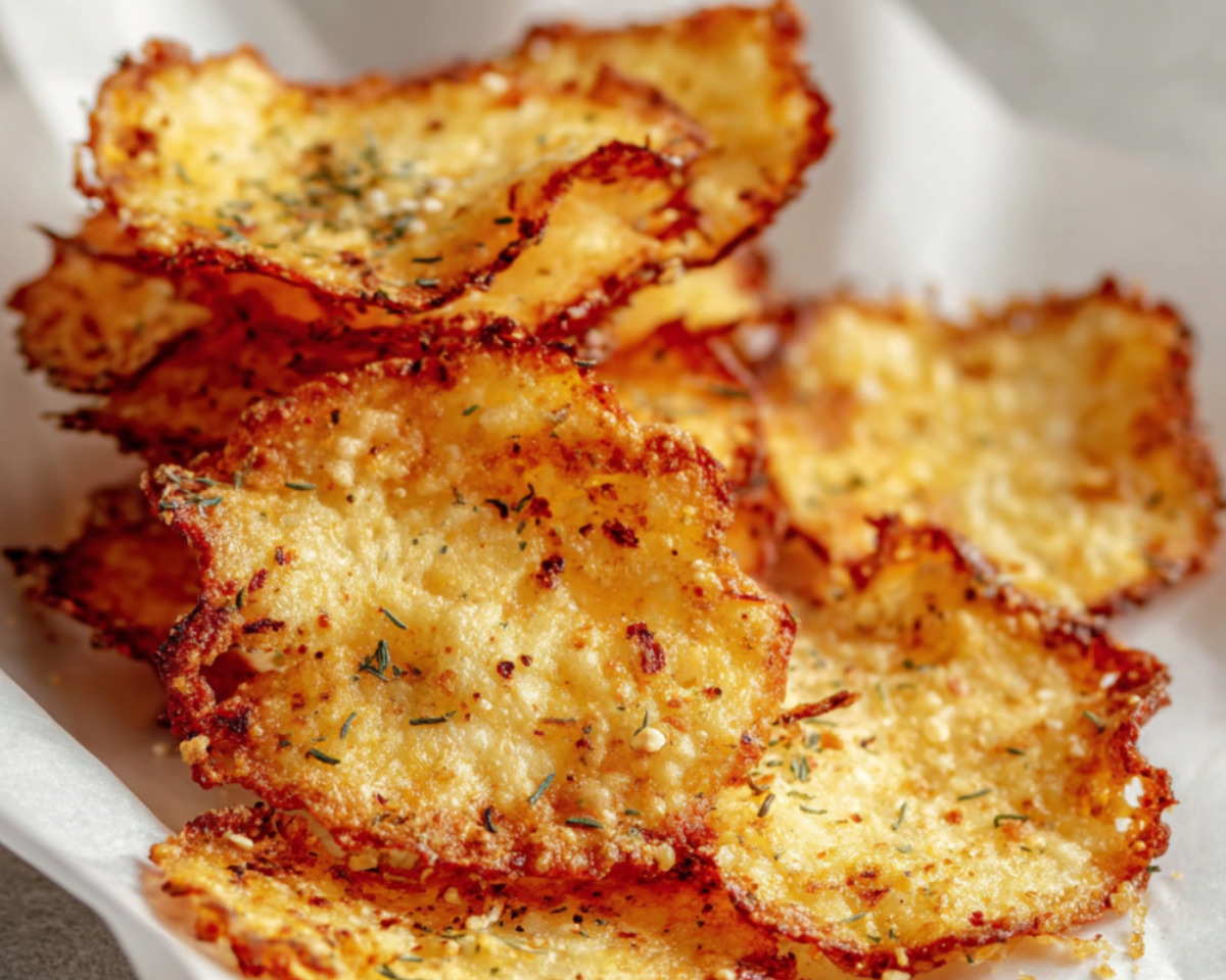Stacked cottage cheese chips crispy