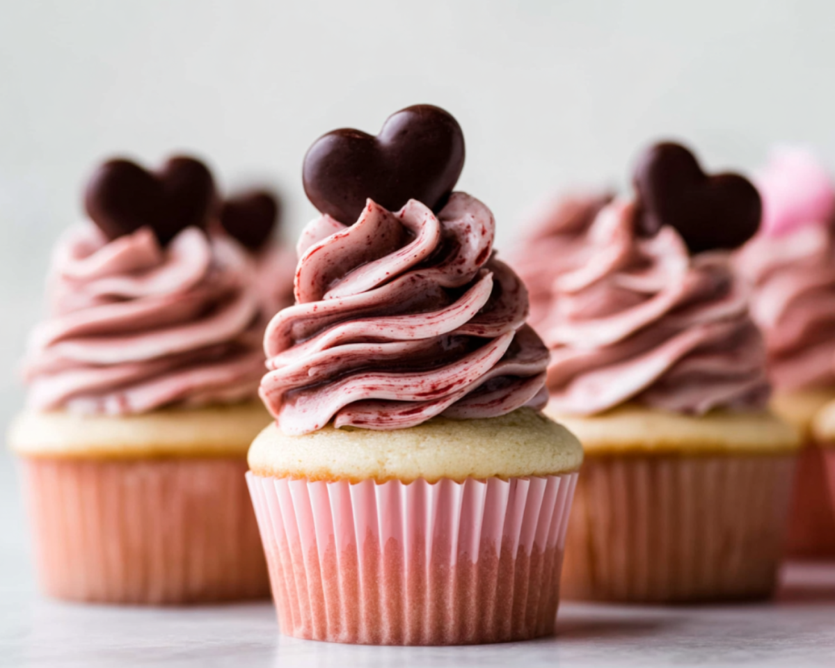 Valentines cupcake marbled frosting