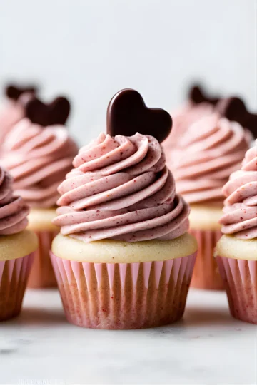 Valentines cupcakes pink chocolate frosting