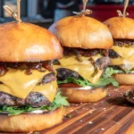 Brisket burgers with bacon onion jam