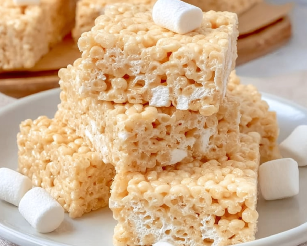 Close up of chewy rice krispie square