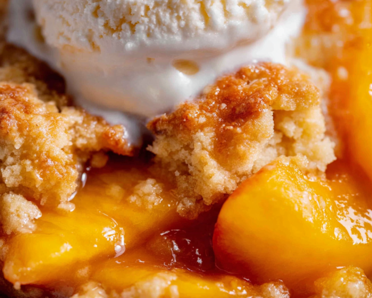 Cobbler aux pêches avec glace vanille