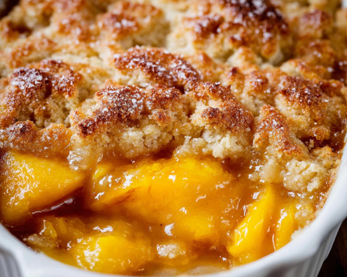 Crumble croustillant et pêches fondantes