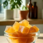 Cubes de gelée citron dans bol en verre