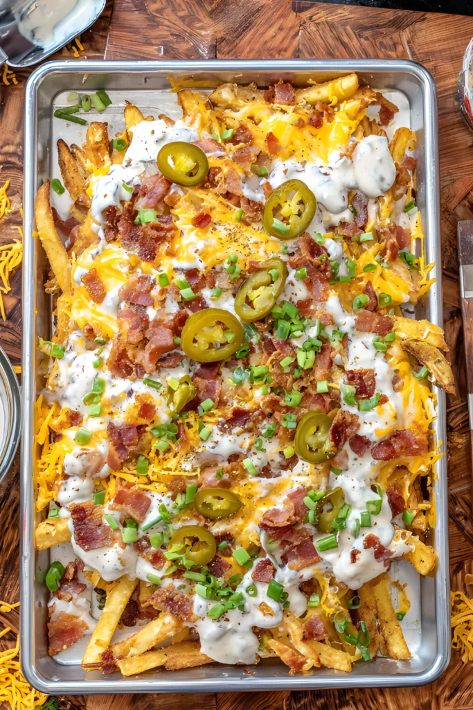 Loaded breakfast fries with bacon cheese