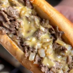 cheesesteak beef melted cheese sandwich