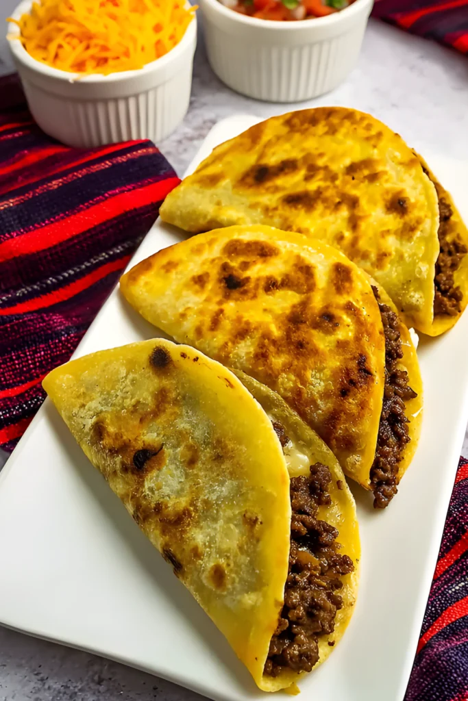 crispy beef tacos on white plate