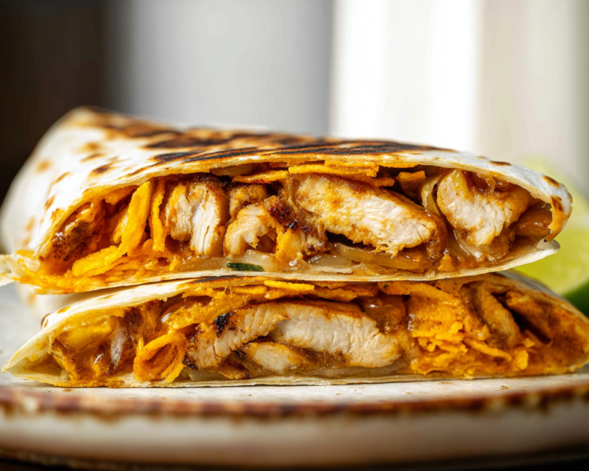 crispy chicken wrap with cheesy filling