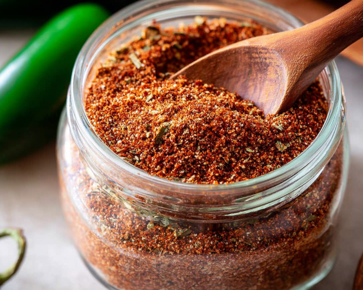 homemade taco seasoning in glass jar