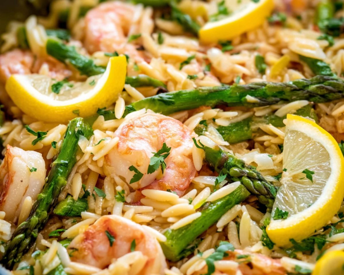 shrimp orzo skillet lemon