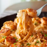 shrimp pasta plated bowl