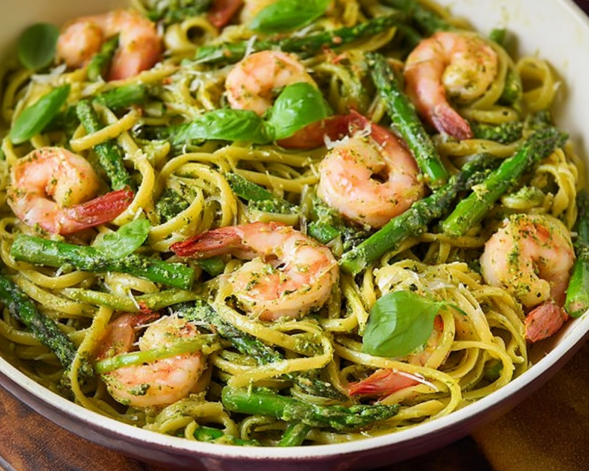 shrimp pasta with pesto