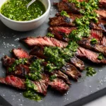 Grilled skirt steak with chimichurri