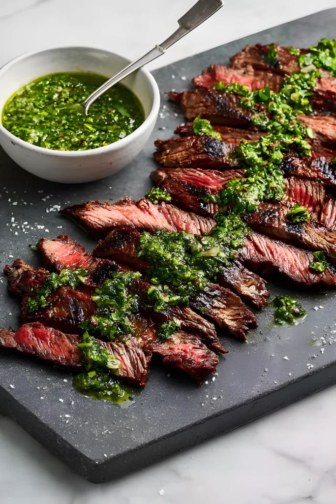 Grilled skirt steak with chimichurri