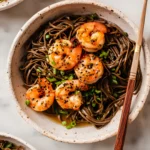 Shrimp soba bowl sesame seeds