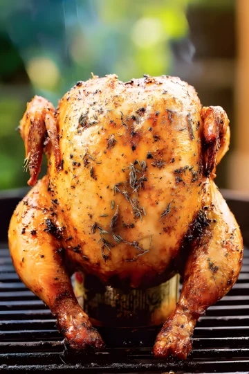 beer can chicken on grill golden crispy skin