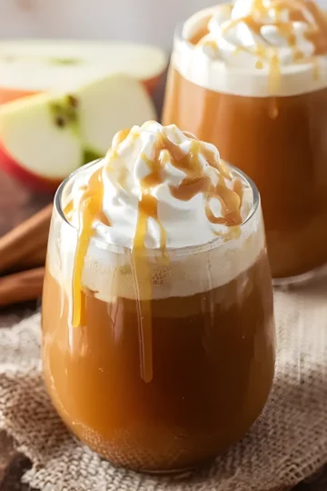 caramel apple spice with whipped cream and caramel drizzle