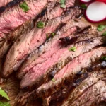 carne asada slices with tortillas radishes and jalapenos