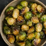 miso glazed brussels sprouts bowl