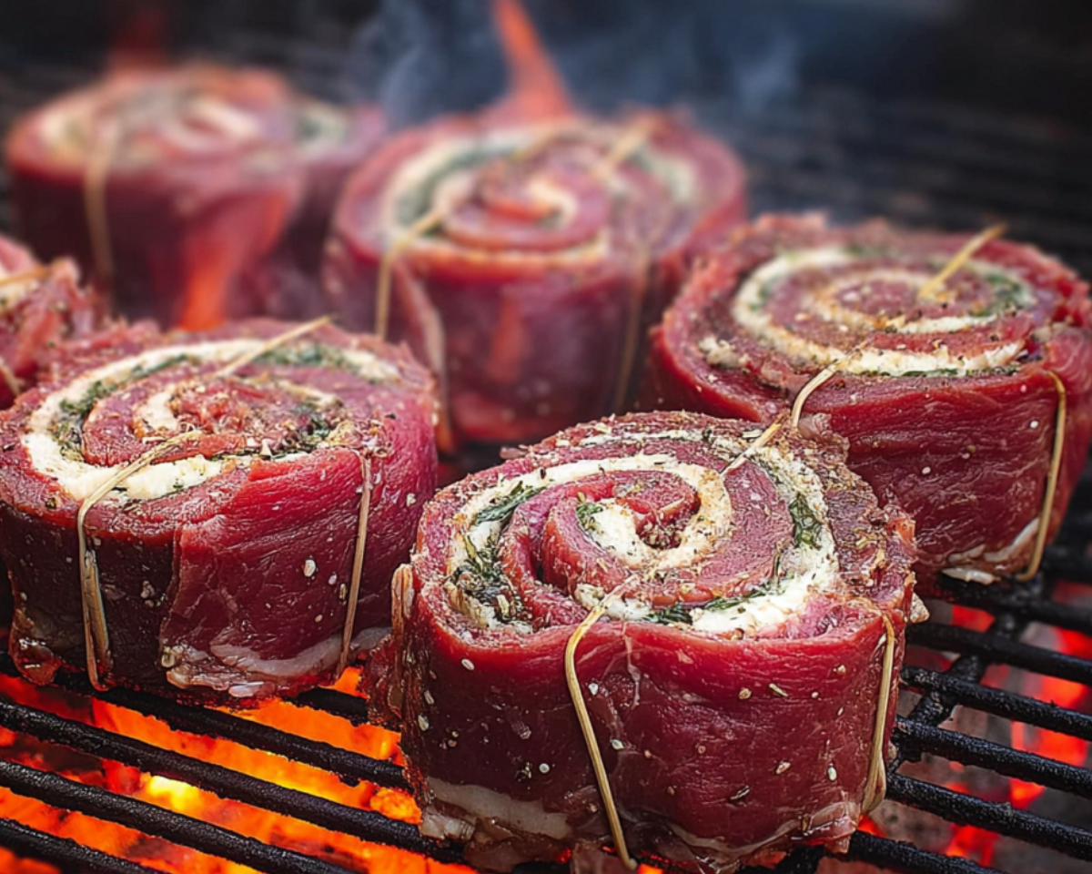 raw stuffed steak pinwheels grill