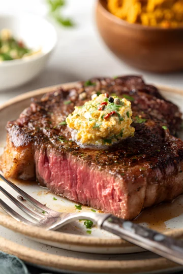 steak with cowboy butter on top