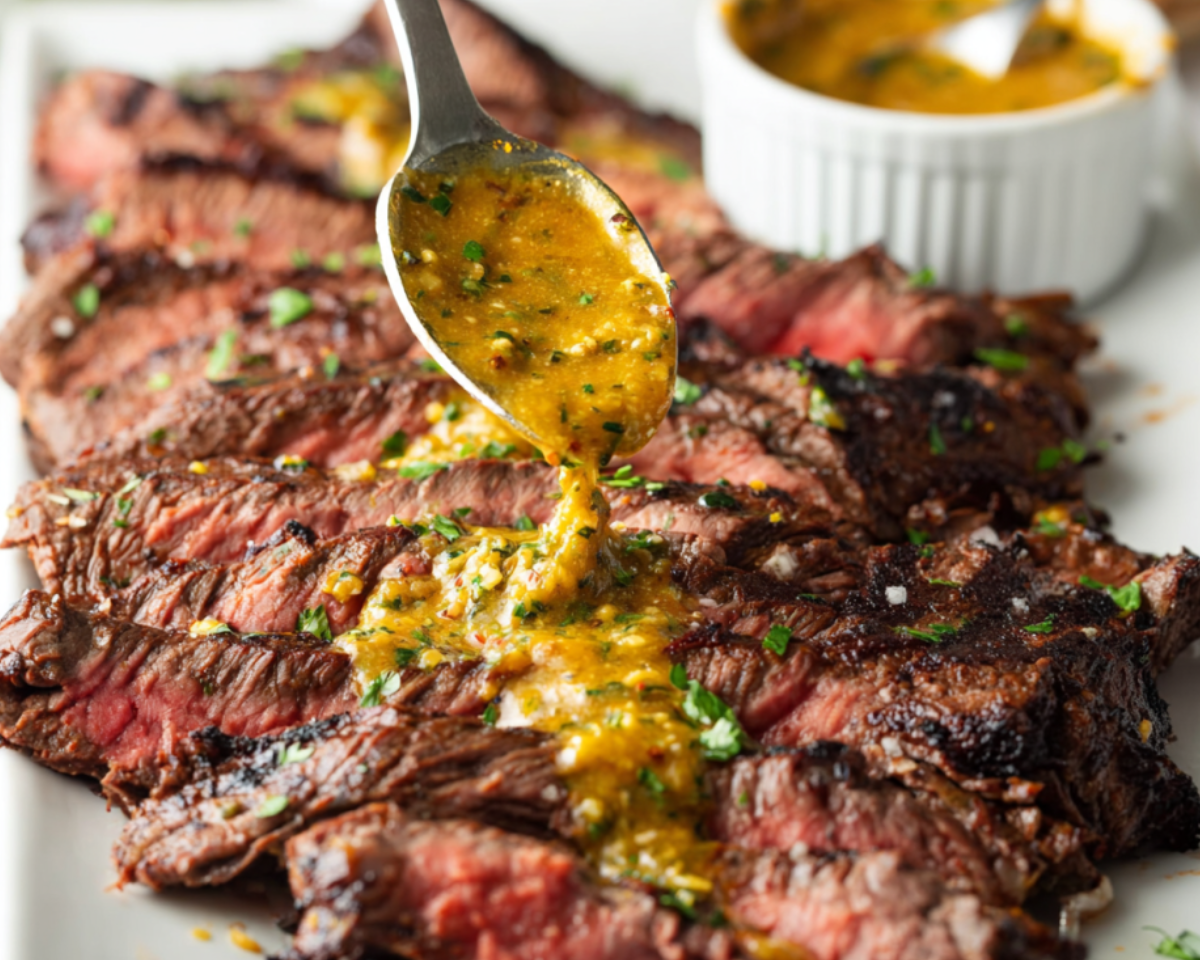 steak with spoon pouring butter
