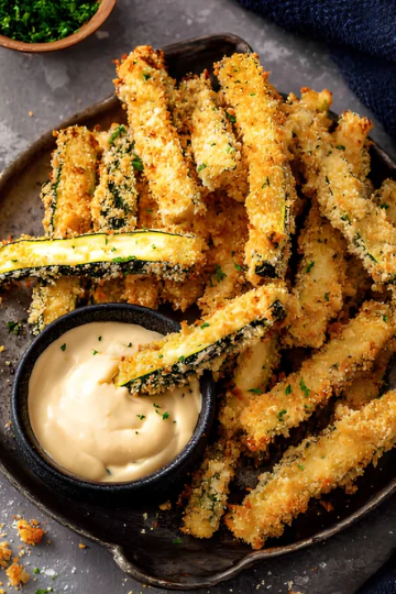 crispy zucchini fries with garlic aioli